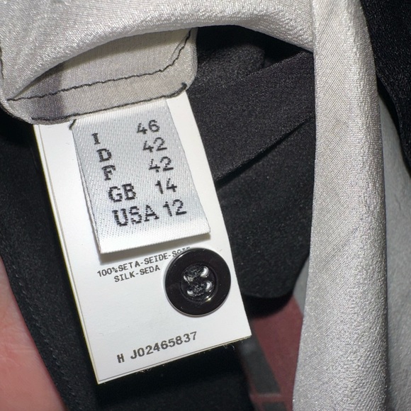 MOSCHINO Vintage 100% Silk Black & Red Sheer Phone Booth Blouse Size 12 - Picture 4 of 5